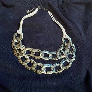 Black and Gold Hammered Necklace with Bracelet